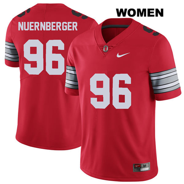 Ohio State Buckeyes Women's Sean Nuernberger #96 Red Authentic Nike 2018 Spring Game College NCAA Stitched Football Jersey YD19I36RF